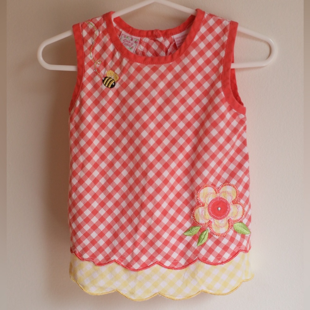 Kids Red and Yellow Gingham Tank‎ Top